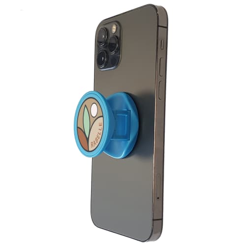UK Express Printed Disco Grip Phone Stand in Light Blue Branded with a Logo by Total Merchandise
