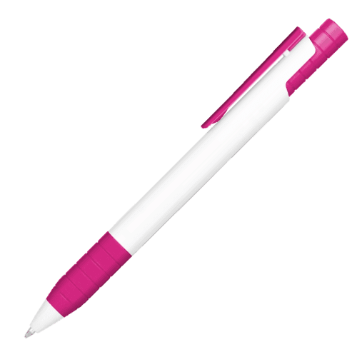 Logo branded Oslo Extra Ballpen in White/Magenta from Total Merchandise