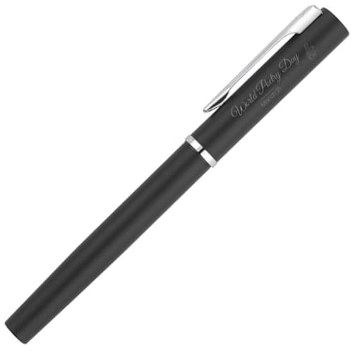 Promotional Printed Allure Rollerball Pen in Solid Black with a design from Total Merchandise