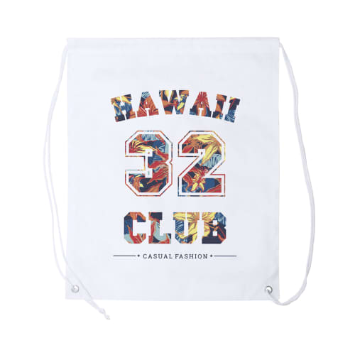 Express Printed Drawstring Backpacks in White with a Logo by Total Merchandise