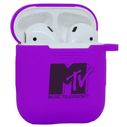 Logo-printed Silicone Airpod Cases in Purple from Total Merchandise