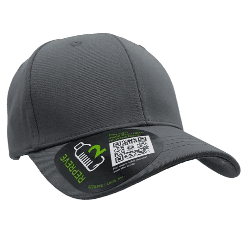 Custom printed 100% Recycled Repreve 6 panel Baseball Cap in Grey from Total Merchandise