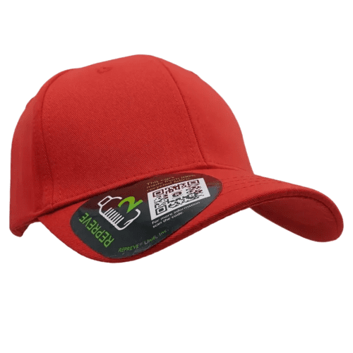 Customisable 100% Recycled Repreve 6 panel Baseball Cap in Red from Total Merchandise