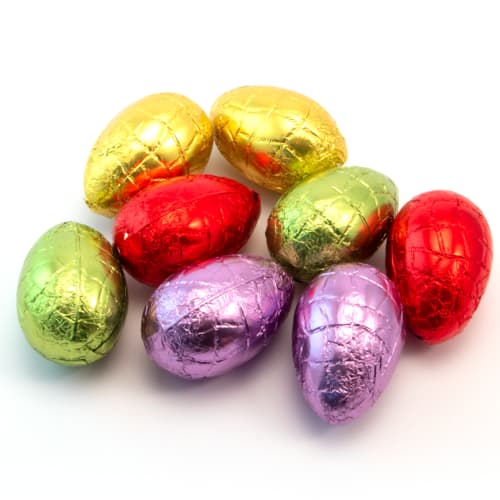 Individually wrapped Hollow Chocolate Eggs from the Eco Carton from Total Merchandise