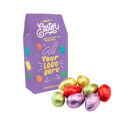 Customisable Hollow Chocolate Eggs - Eco Carton with an all-over print from Total Merchandise