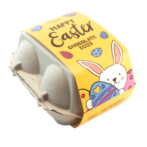 Custom Hollow Chocolate Eggs - Egg Box with a fully printed design from Total Merchandise