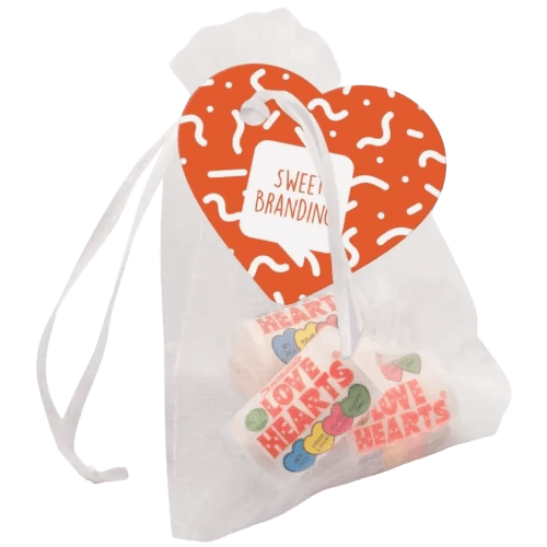 Promotional Organza Bag - Love Hearts with a printed design from Totalmerchandise
