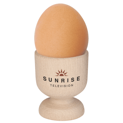 Custom Branded Wooden Egg Cups Printed with a Logo by Total Merchandise