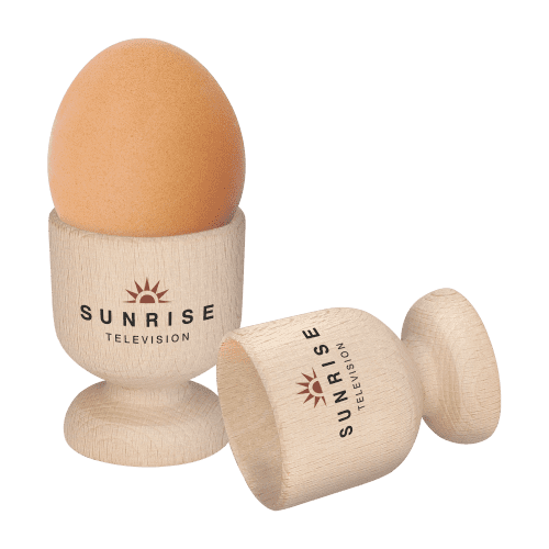 Custom Printed Egg Cups Made from Beech Wood and Branded by Total Merchandise