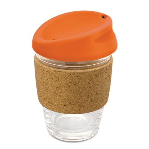 Personalisable Kiato Cup with Cork Band in Orange branded with your logo from Total Merchandise