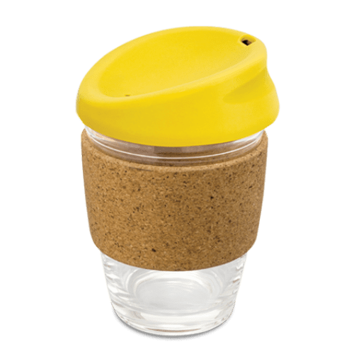 Promotional Kiato Cup with Cork Band in Yellow branded with your logo from Total Merchandise