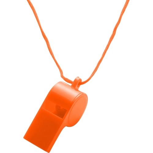 Branded Plastic Whistle in Orange with a design from Total Merchandise