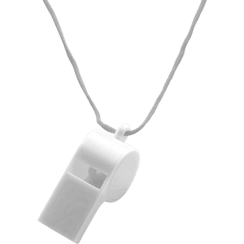 Custom printed Plastic Whistle in White with a design from Total Merchandise