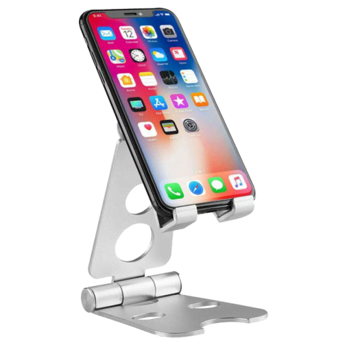 Promotional Adjustable Metal Phone Stand in Silver printed with your logo from Total Merchandise