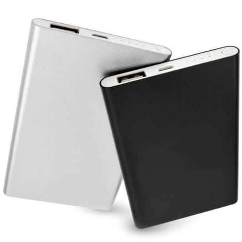 Promotional Express Arch Metal Power Banks are available in Black and Silver from Total Merchandise