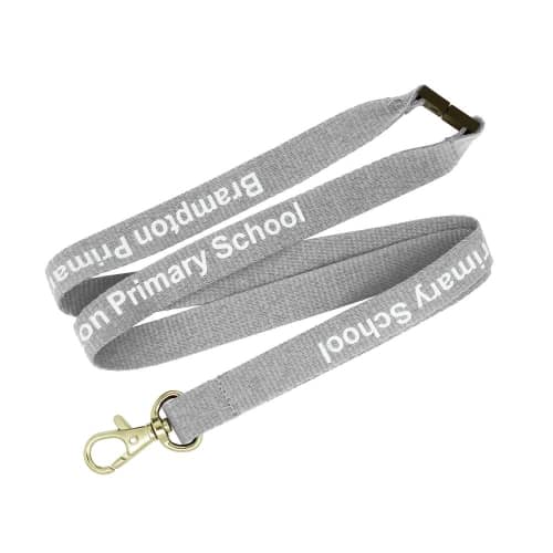 Custom printed 20mm Flat Polyester Lanyards in Grey from Total Merchandise