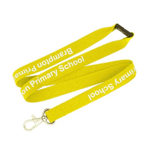 Custom printed 20mm Flat Polyester Lanyards in Yellow from Total Merchandise