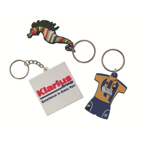 Custom Branded PVC Keyrings with a moulded PVC design from Total Merchandise - bespoke shapes