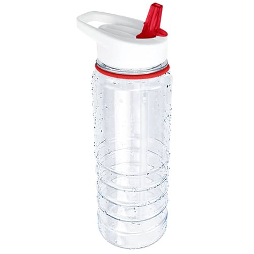Custom Printed Hydra Drink Bottles with Straw in Clear/Red from Total Merchandise