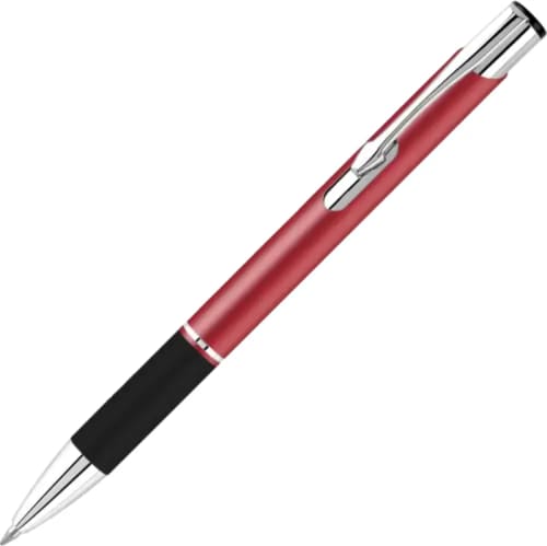 Promotional Electra Satin Grip Ballpen with a design from Total Merchandise  - Red