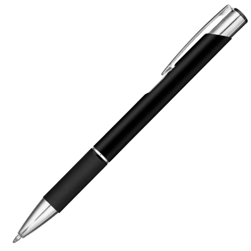 Logo branded Electra Satin Grip Ballpen with a promotional design from Total Merchandise - Black