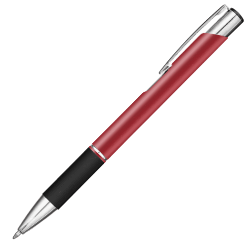 Promotional Electra Satin Grip Ballpen with a design from Total Merchandise - Red