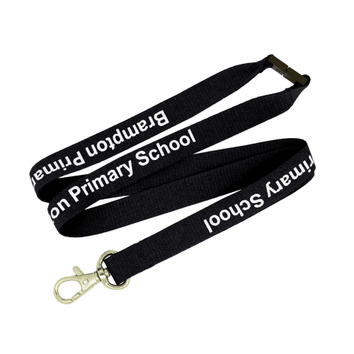 Custom branded Black 20mm Flat Polyester Lanyards from Total Merchandise