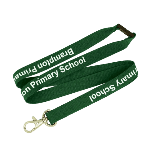 Logo-printed Green 20mm Flat Polyester Lanyards from Total Merchandise