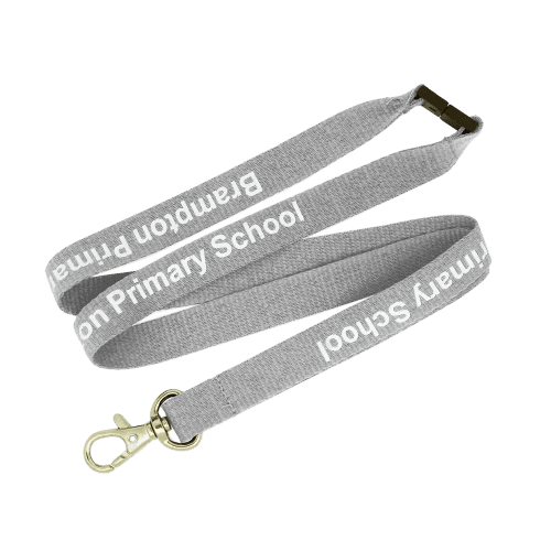 Custom printed Grey 20mm Flat Polyester Lanyards from Total Merchandise