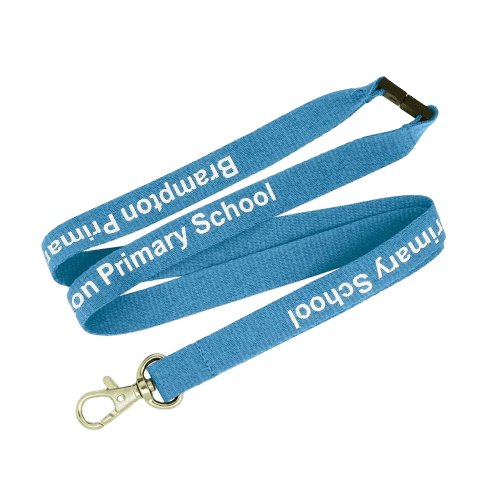 Logo-branded Light Blue 20mm Flat Polyester Lanyards from Total Merchandise