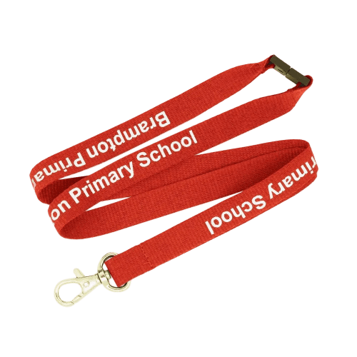 Logo-printed Red 20mm Flat Polyester Lanyards from Total Merchandise