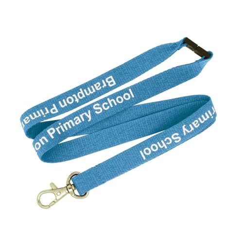 Logo-branded Light Blue 20mm Flat Polyester Lanyards from Total Merchandise