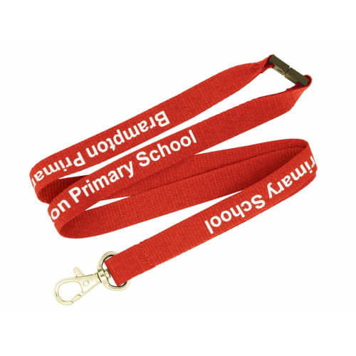 Logo-printed Red 20mm Flat Polyester Lanyards from Total Merchandise