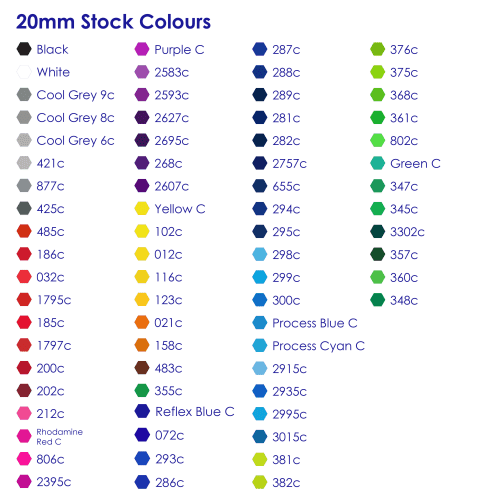 Colour Swatch for 20mm Polyester Lanyards Ready for Printing with your Logo by Total Merchandise.