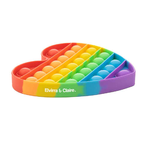 Promotional Heart-Shaped Fidget Toys in Rainbow Colour Printed with a Logo by Total Merchandise