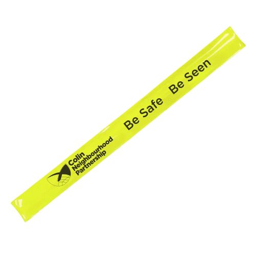 Custom-branded Reflective Slap Band with a printed design from Total Merchandise in Yellow