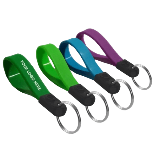 Promotional Pantone-matched Silicone Loop Plastic Keyrings from Total Merchandise
