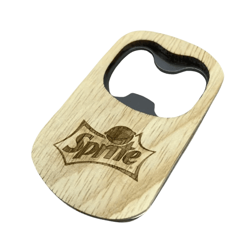 Promotional Birch Wood Bottle Opener with an engraved design from Total Merchandise