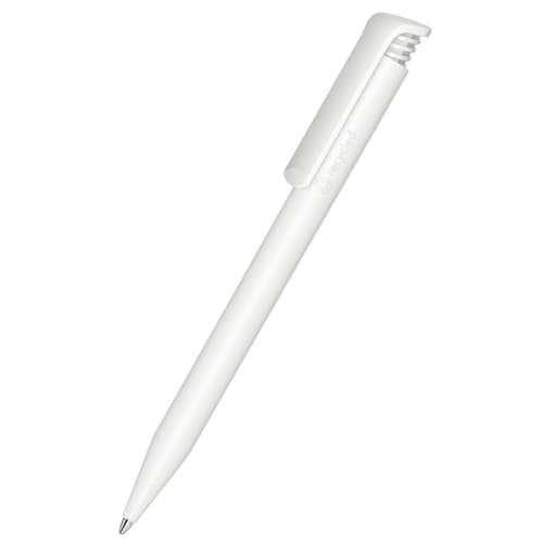 Logo printed Super Hit Eco Ballpen in White printed with your company logo from Total Merchandise