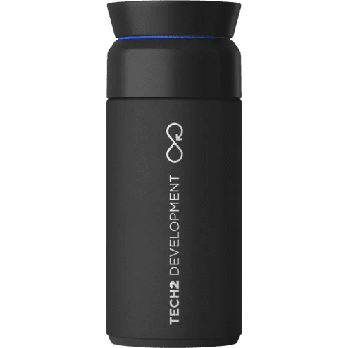 Branded Ocean Brew Flask Reusable Coffee Cup in Obsidian Black Engraved with a Logo by Total Merchandise