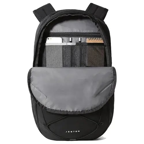 An image of the inside storage pockets in The Black North Face Vault Backpack