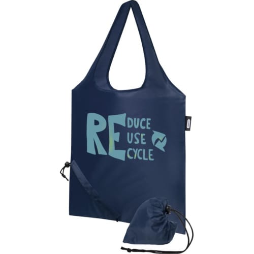 Customisable RPET Foldable 7L Tote Bag in Navy printed with your logo from Total Merchandise