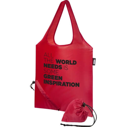Personalisable RPET Foldable 7L Tote Bag in Red printed with your logo from Total Merchandise