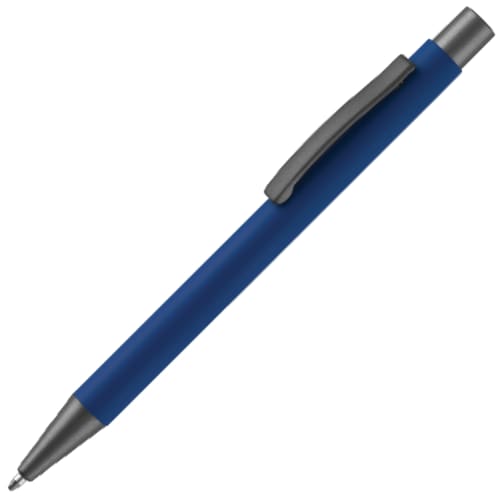 Promotional Ergo Soft Feel Aluminium Ballpen with a design from Total Merchandise - Medium Blue