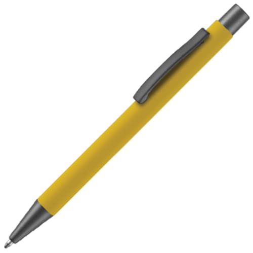 Logo branded Ergo Soft Feel Aluminium Ballpen with a design from Total Merchandise - Yellow