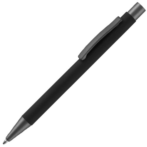 Custom branded Ergo Soft Feel Aluminium Ballpen with a design from Total Merchandise - Black