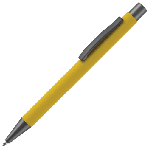Logo branded Ergo Soft Feel Aluminium Ballpen with a design from Total Merchandise - Yellow