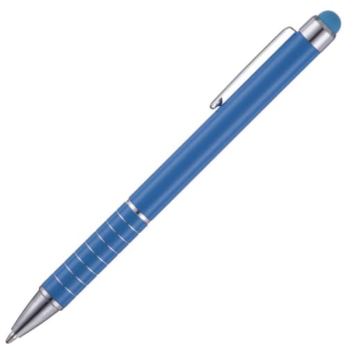 Custom Tropical Soft Stylus Ballpen with a design from Total  Merchandise - Light Blue