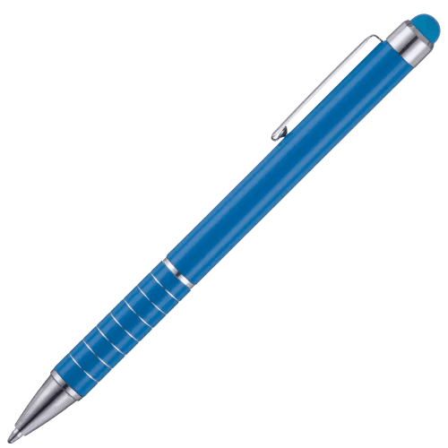 Custom Tropical Soft Stylus Ballpen with a design from Total Merchandise - Light Blue