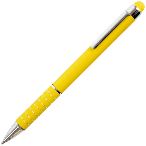 Custom Branded Tropical Soft Stylus Ballpen with a design from Total Merchandise - Yellow